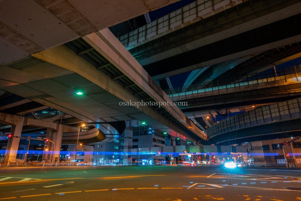 阿波座JCT（ジャンクション）の夜景